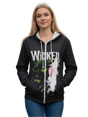 Source Unknown Black 'WICKED' Graphic Zip Hoodie with Green Accents